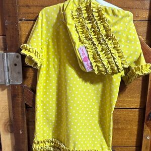 Ruffle Butts Sunny Yellow Polka Dot Rashguard